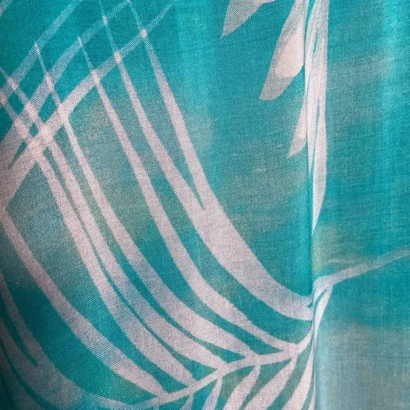 Jantzen 3/4 Sleeve Woven Maxi Duster Cover Up Teal Palm Size M NWT - Picture 4 of 10